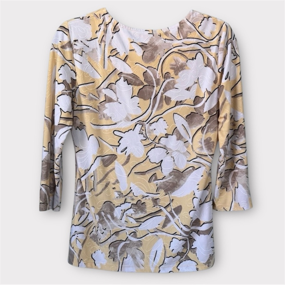 JM Collection Women’s Blouse Floral Yellow and White - Picture 3 of 13